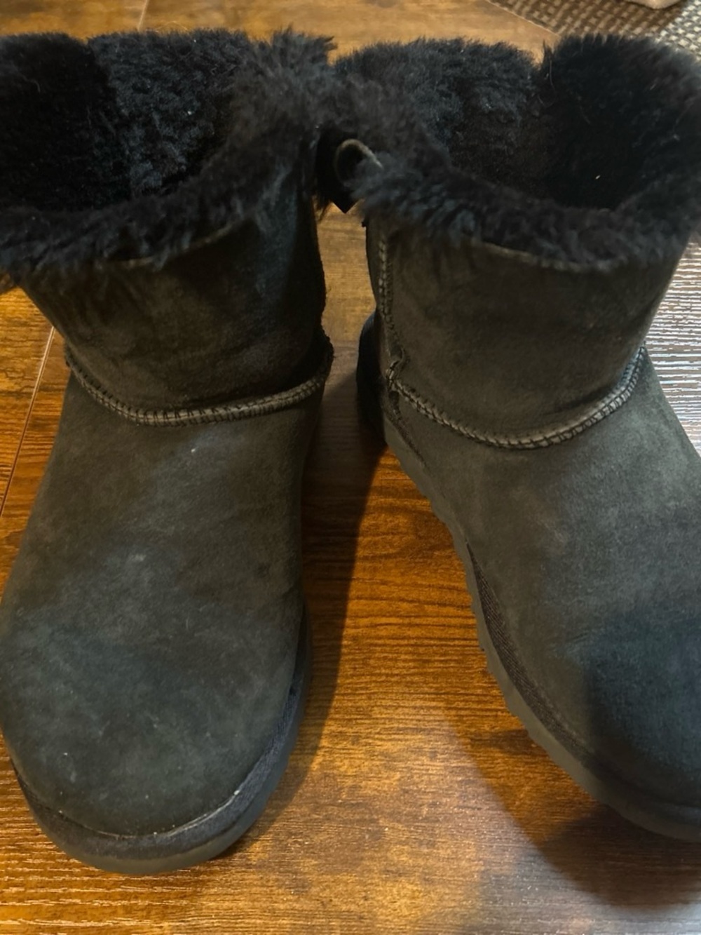 UGG Black Short Suede Shearling Booties